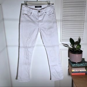White bootcut mid rise jeans